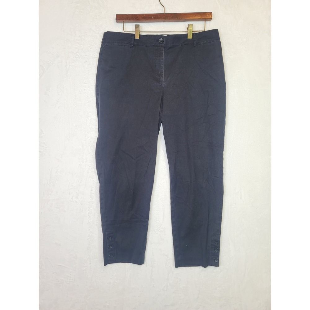 Talbots Clean Girl Preppy Crop Pants Chinos Vaca Black‎ Cotton 35x25 Size 12